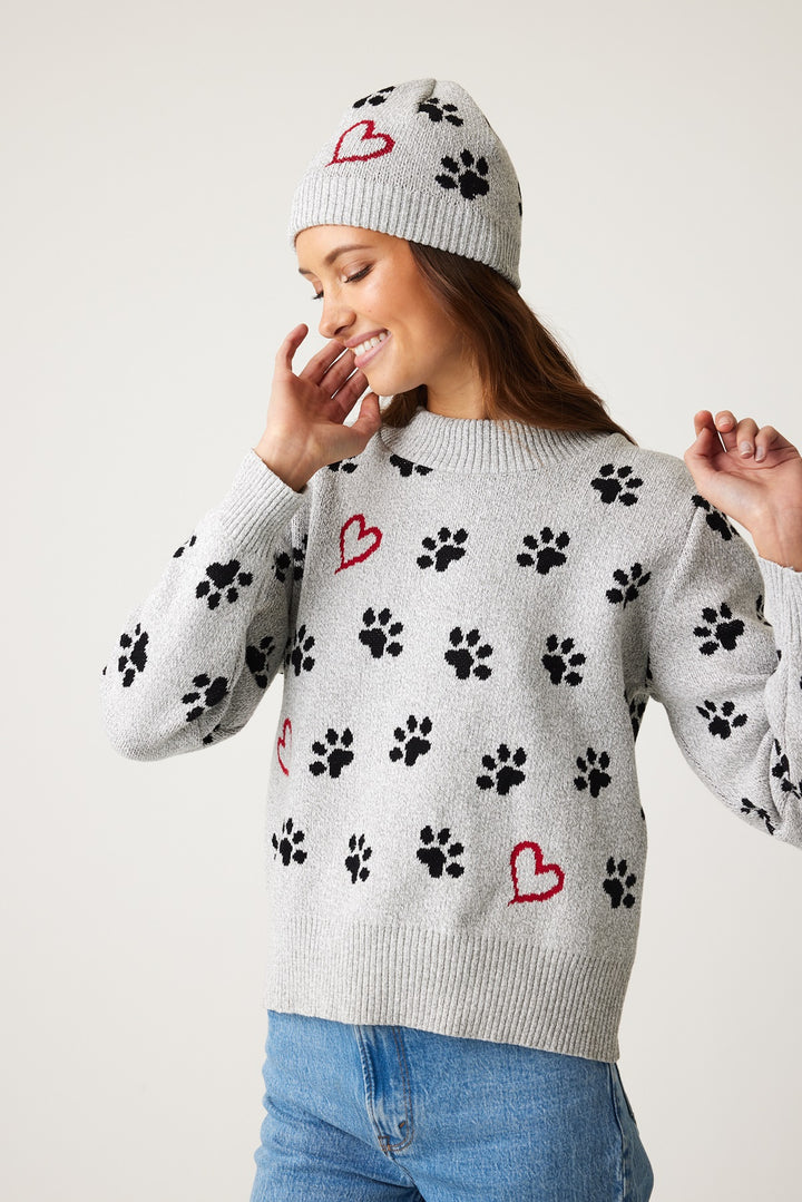 Paw Print Light Grey Sweater