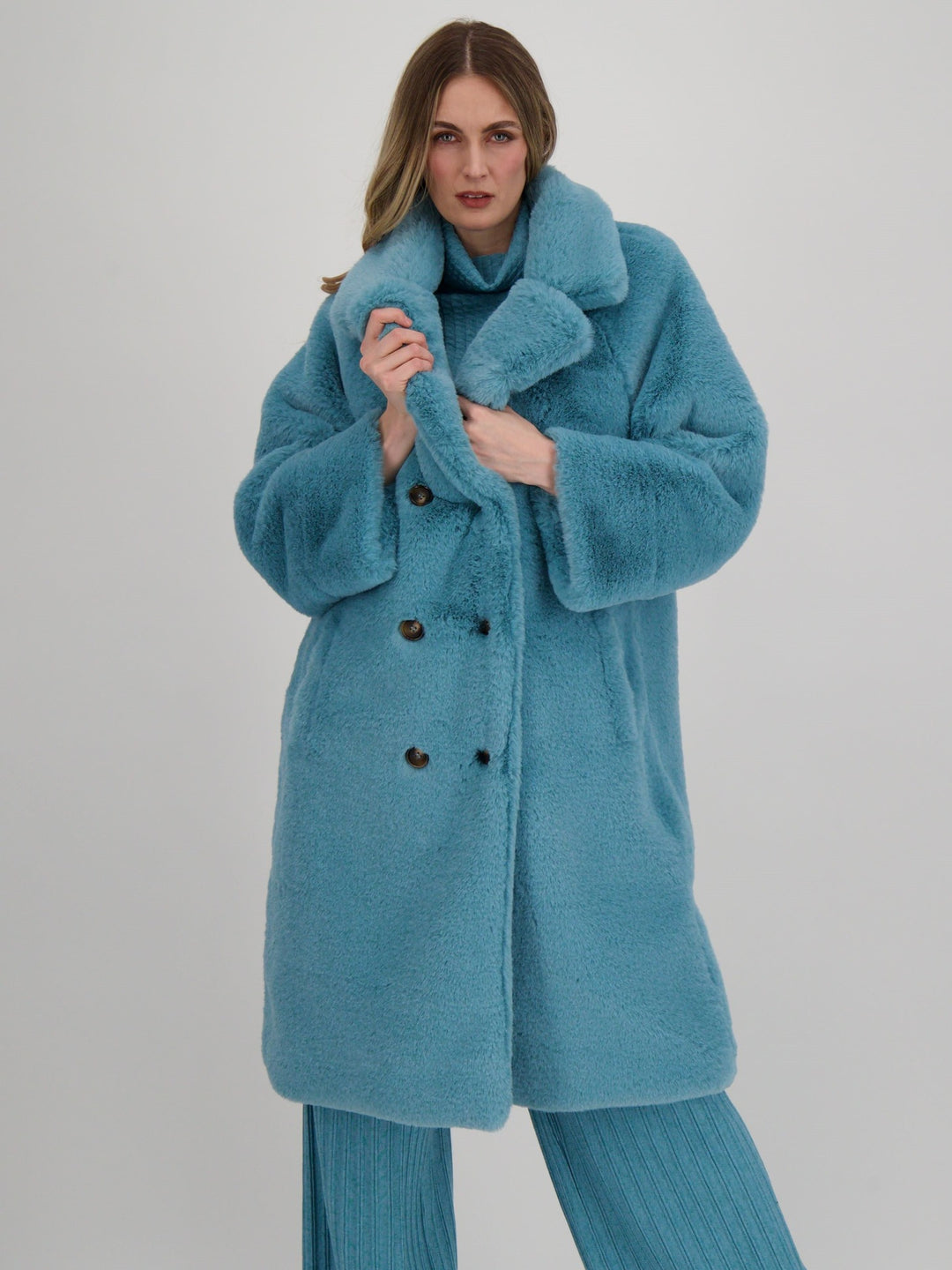 Peacock Double Breasted Faux Fur Coat