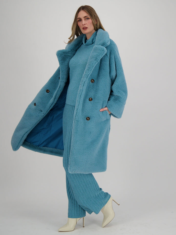 Peacock Double Breasted Faux Fur Coat