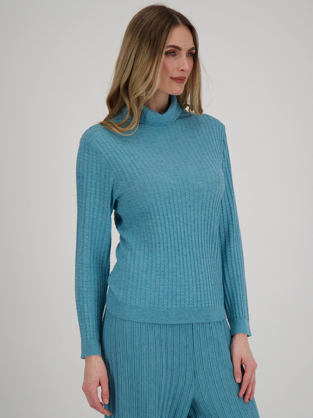 Peacock Waffle Knit Top