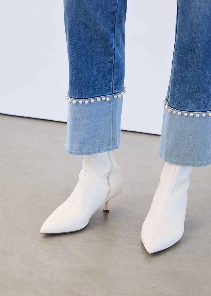 Pearl Cuff Pull On Ankle Jean