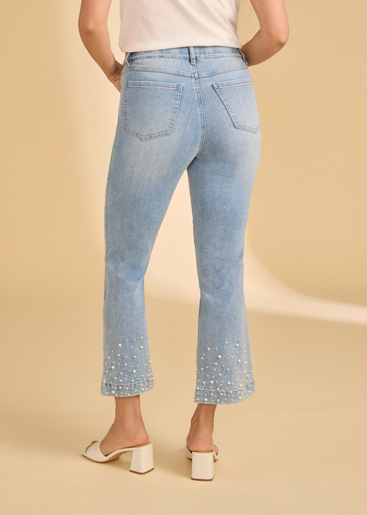 Pearl Trim Cropped Bootcut Jean