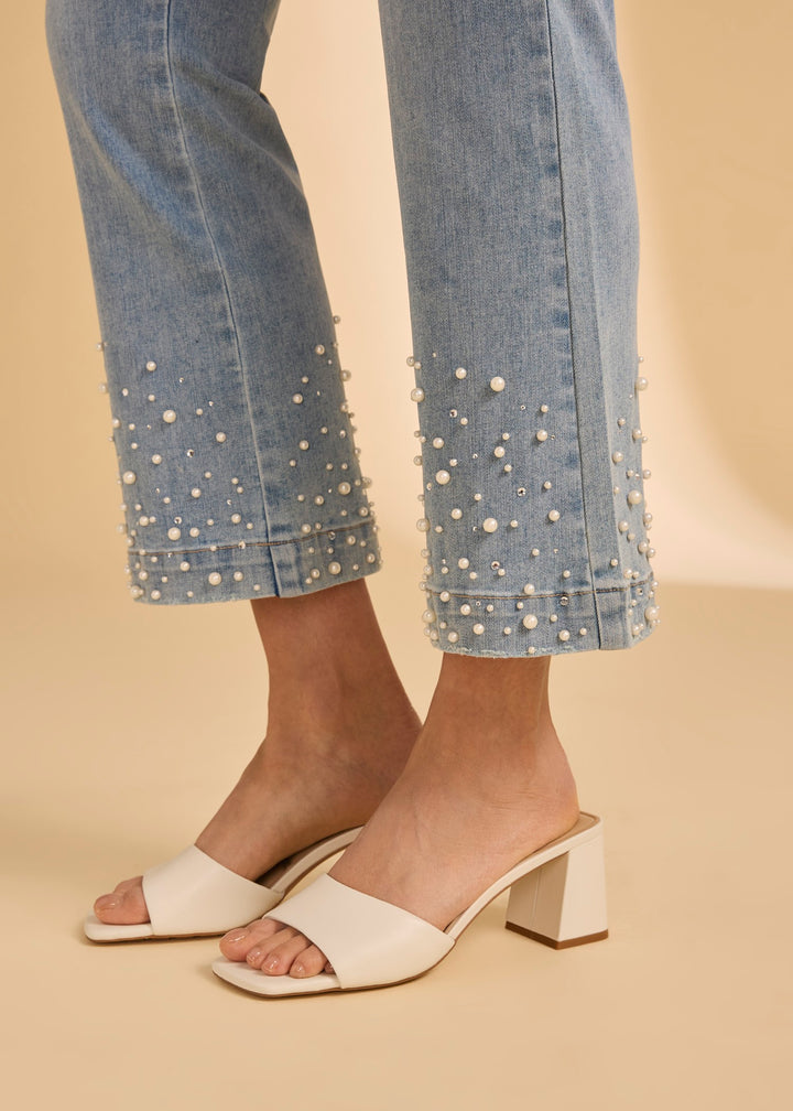 Pearl Trim Cropped Bootcut Jean