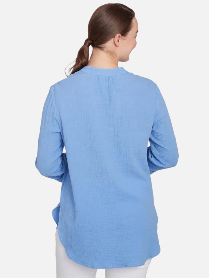 Periwinkle Lace Trim Textured Top