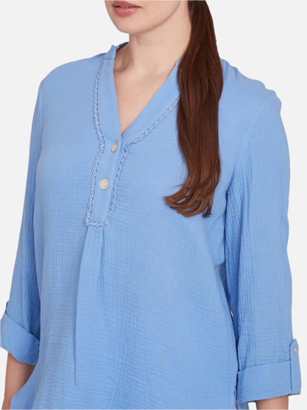 Periwinkle Lace Trim Textured Top