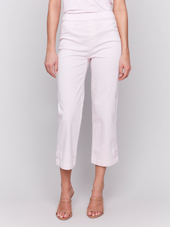 Petal Button Tab Pull On Crop Pant