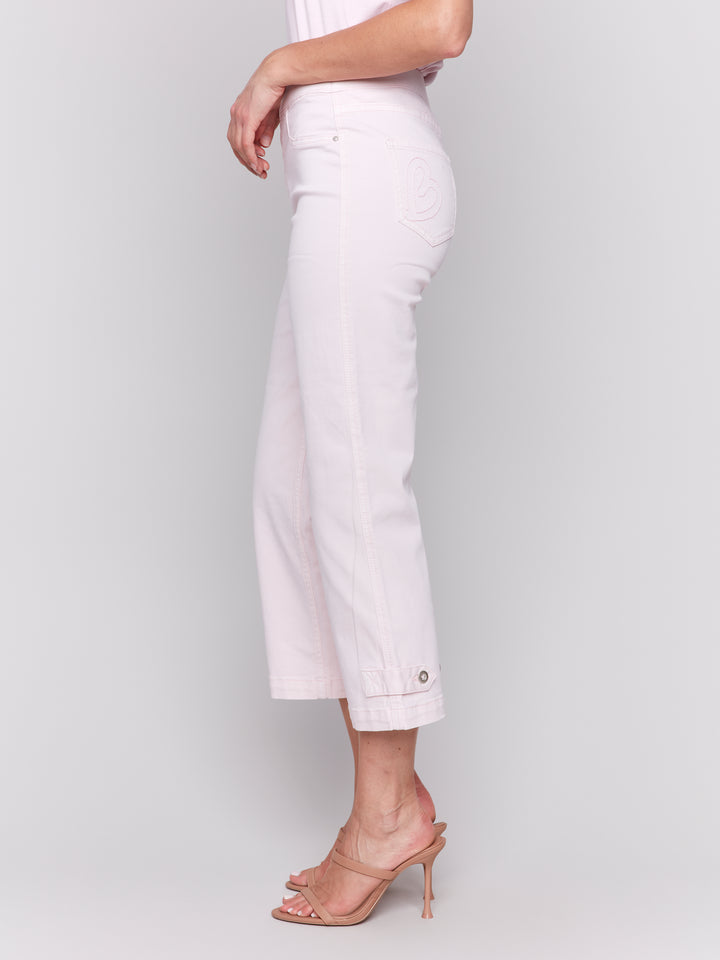 Petal Button Tab Pull On Crop Pant