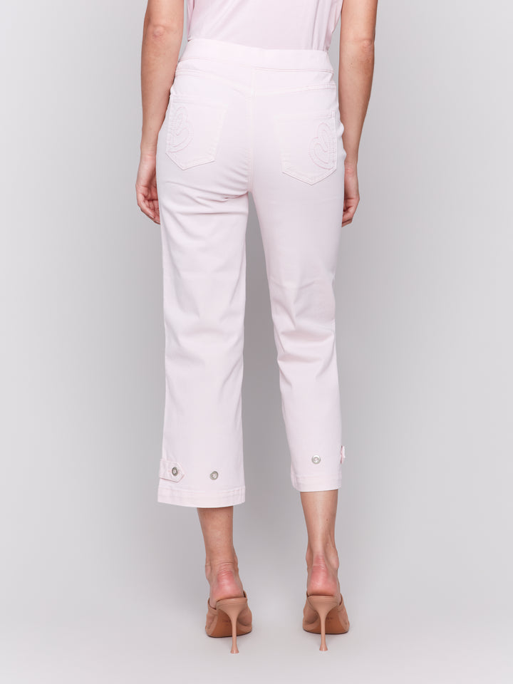 Petal Button Tab Pull On Crop Pant