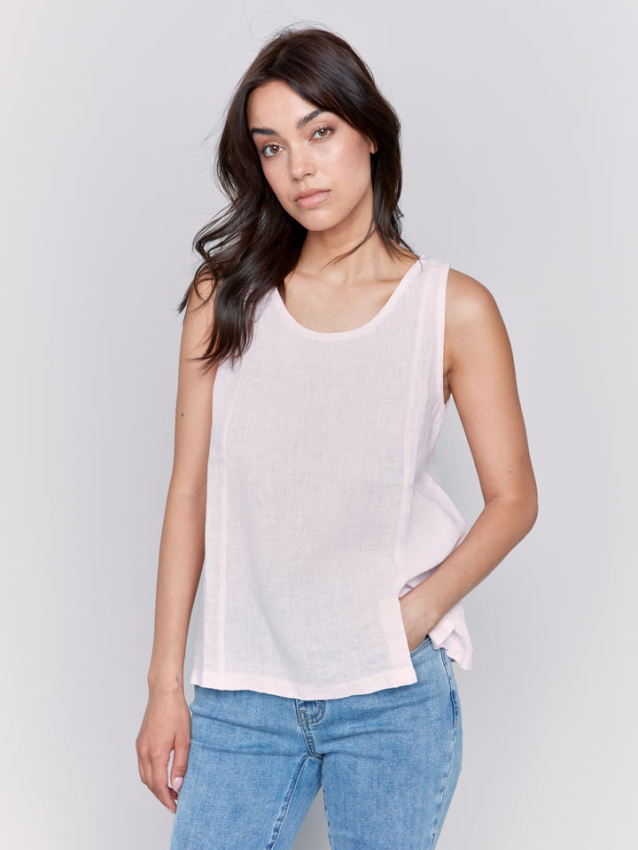 Petal Linen Top With Front Slit Detail