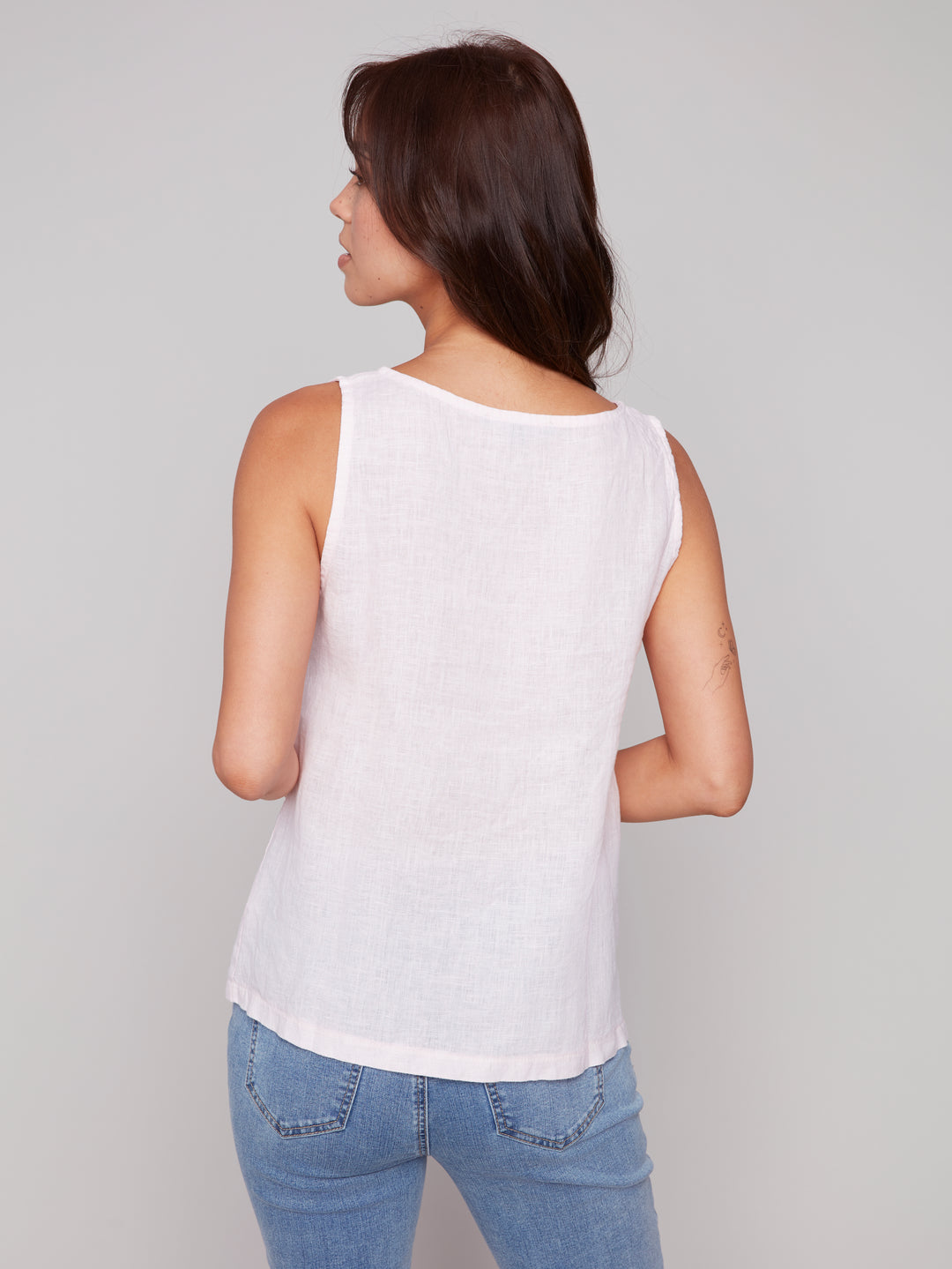 Petal Linen Top With Front Slit Detail