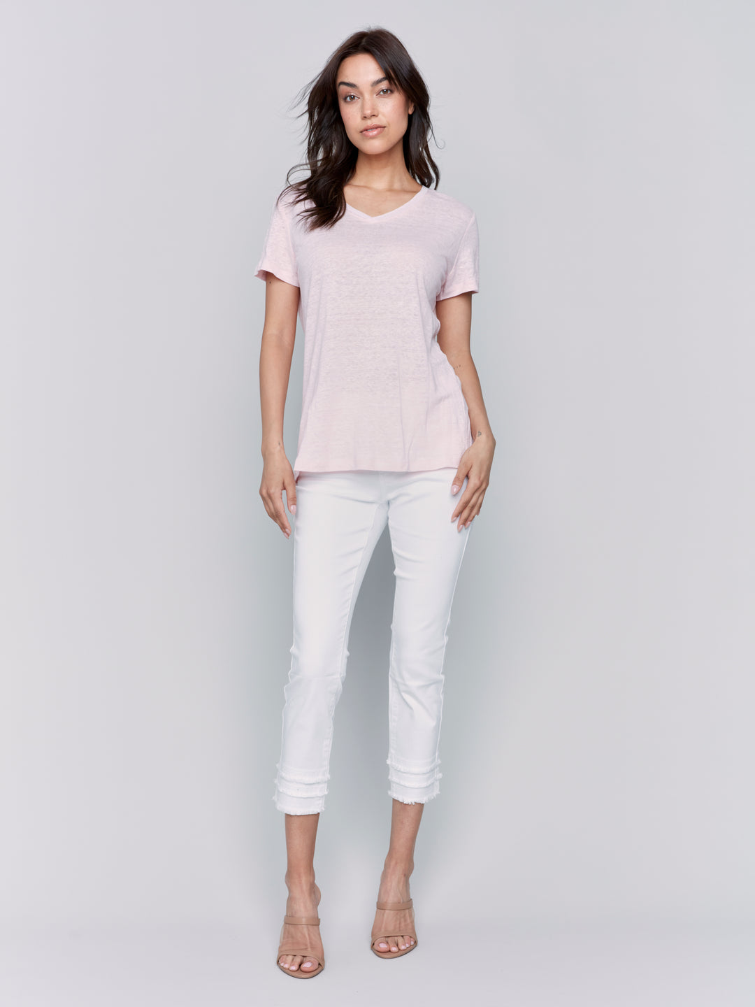 Petal V-Neck Linen Tee