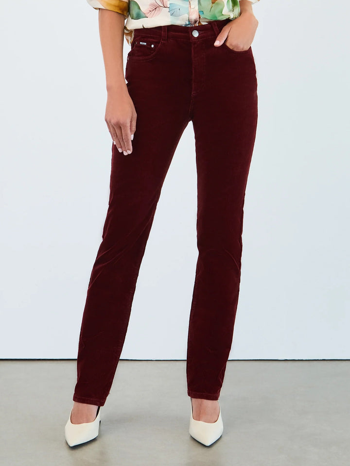 Petite Burgundy Corduroy Suzanne Straight Leg Pant