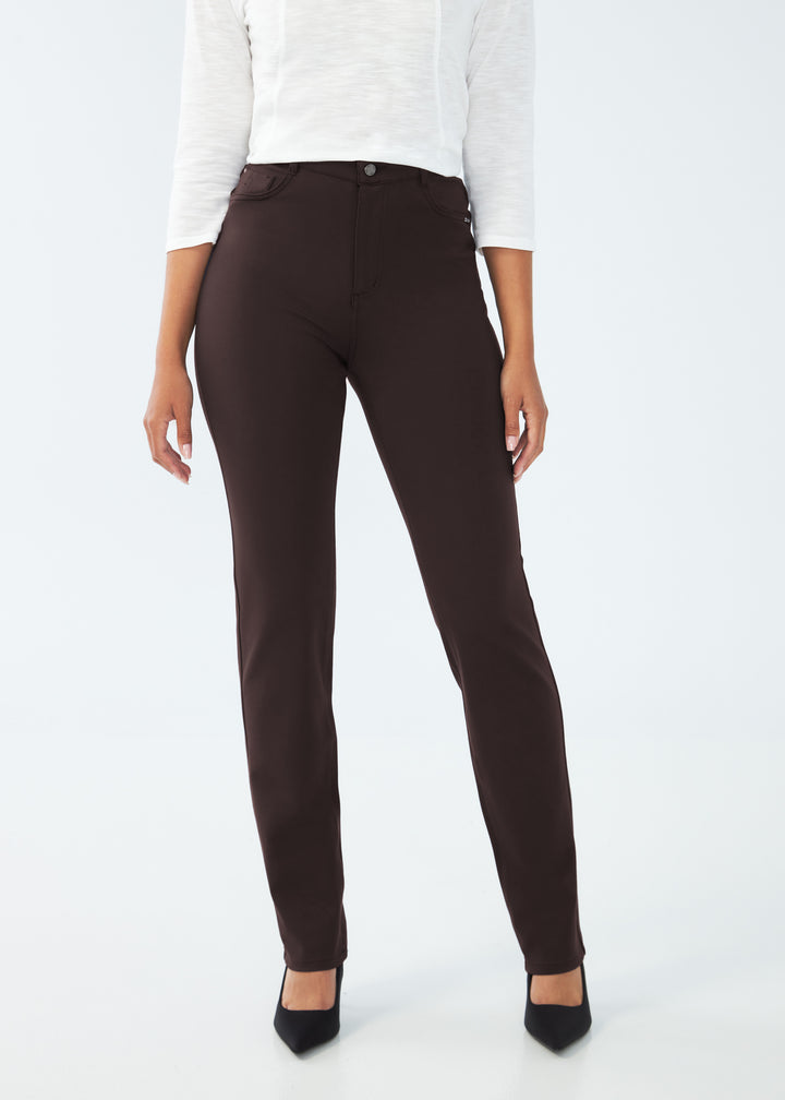 Petite Suzanne Brown Straight Leg Ponte Pant