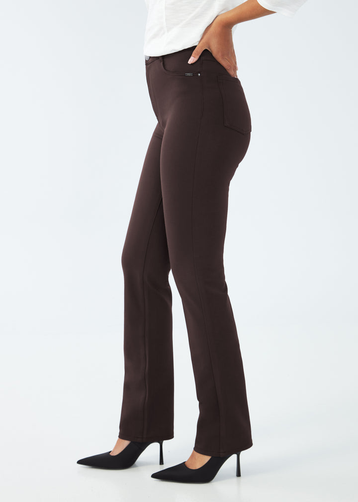 Petite Suzanne Brown Straight Leg Ponte Pant