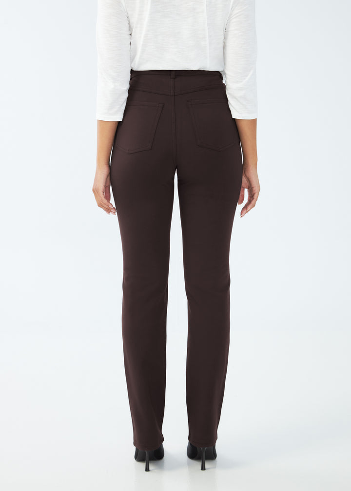 Petite Suzanne Brown Straight Leg Ponte Pant