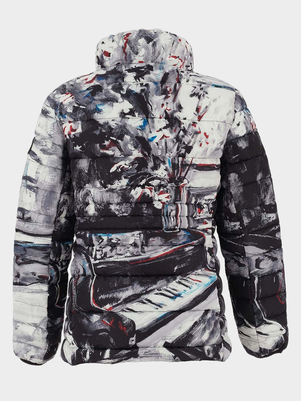 Piano Blues Print Short Puffer Coat