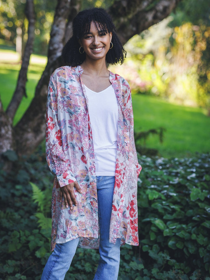 Pink Floral Print Tunic Shirt