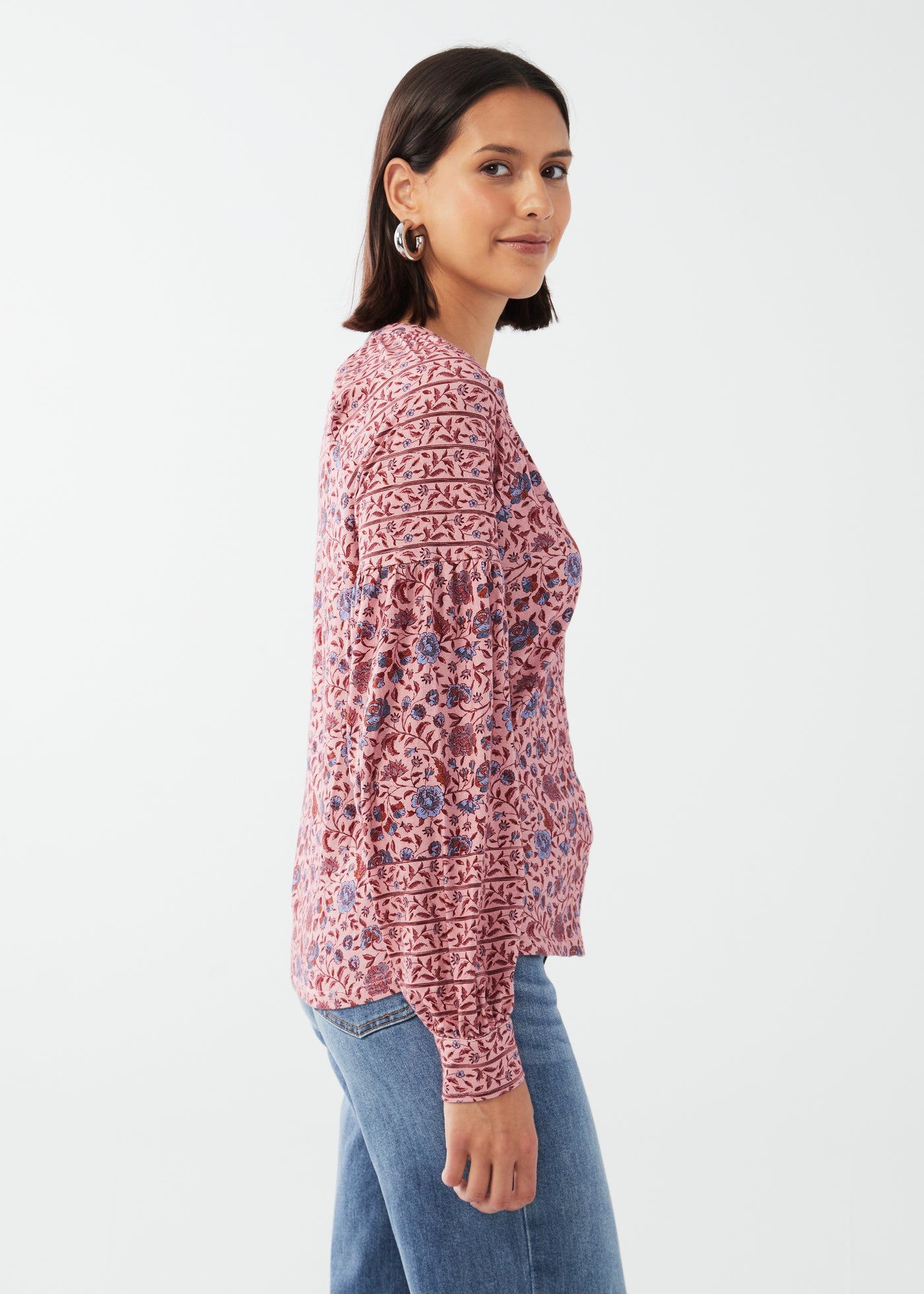 Pink Modern Chintz Print Knit Shirt
