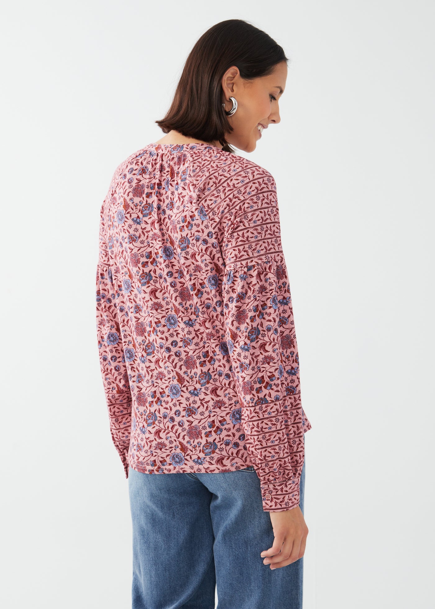 Pink Modern Chintz Print Knit Shirt