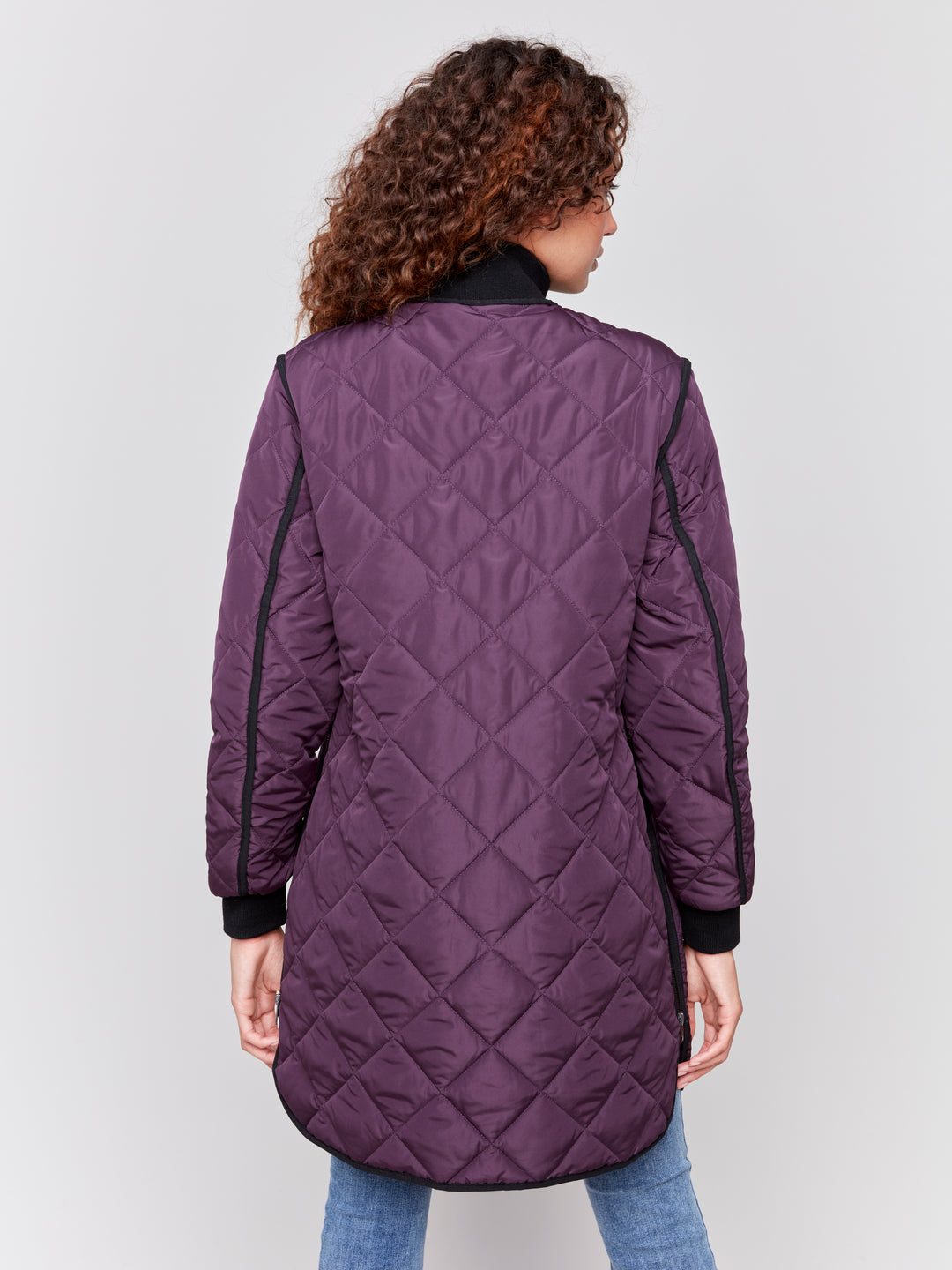 Plum Long Quilted Puffer Coat