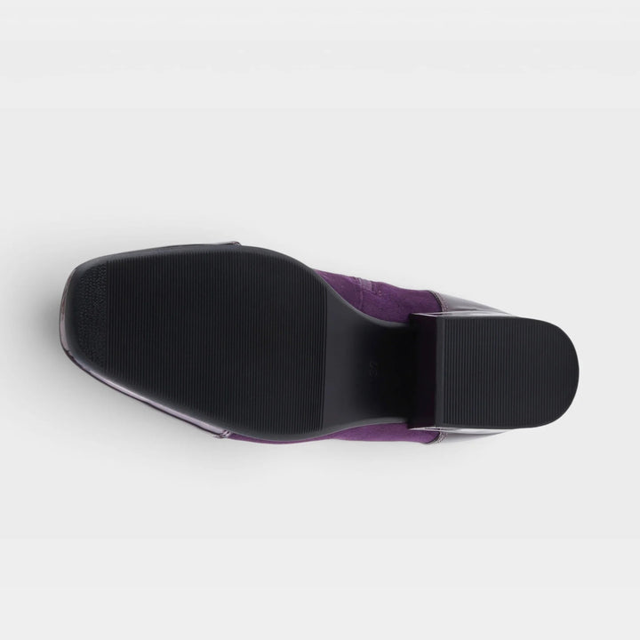 Plum Mozza Patent Accent Zip Ankle Boot