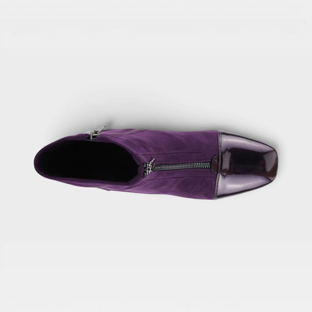 Plum Mozza Patent Accent Zip Ankle Boot