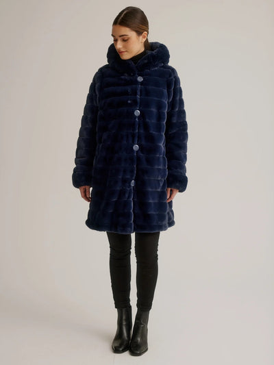 Plus Size Reversible Faux Fur Coat