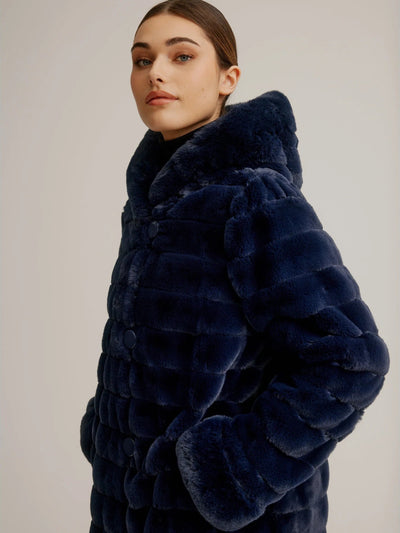 Plus Size Reversible Faux Fur Coat