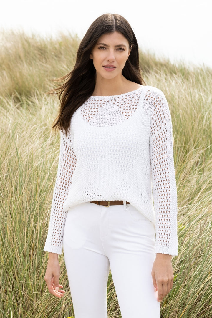 Pointelle Open Knit Sweater With Cami