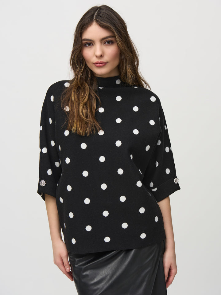 Polka Dot Jewel Detail Sweater