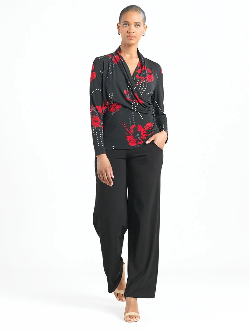 Polka Poppy Draped Pleat Top