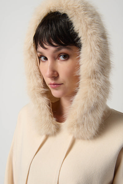 Pompom Sweater With Detachable Faux Fur Trim