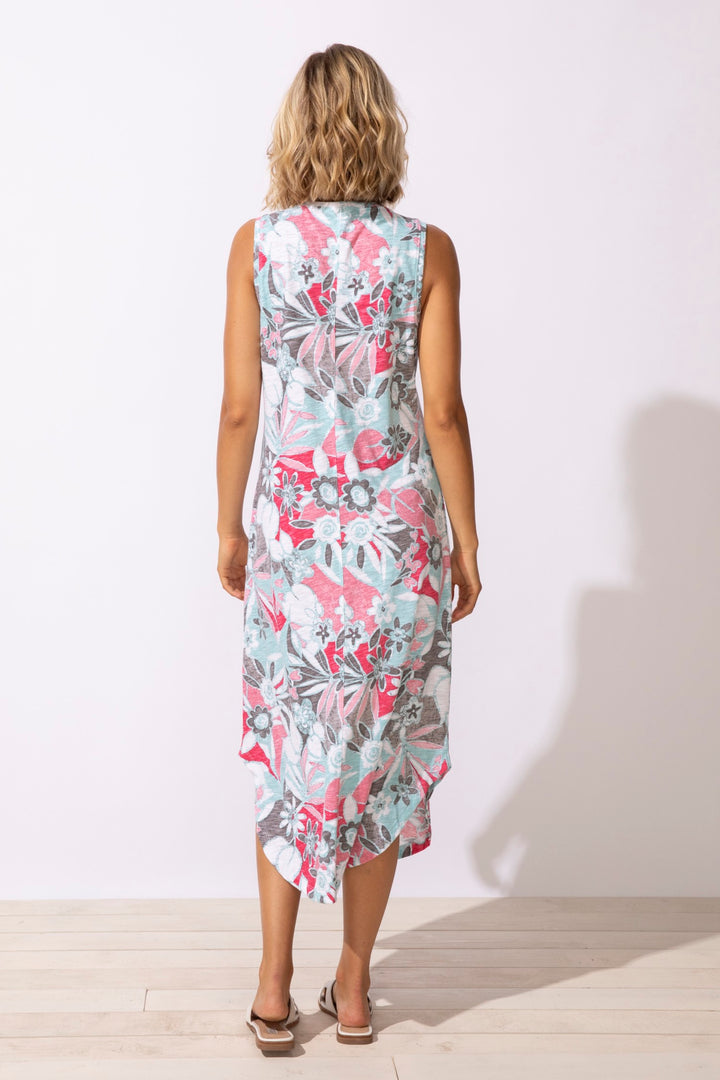 Poppy Fiji Floral Sleeveless Seamed Dress