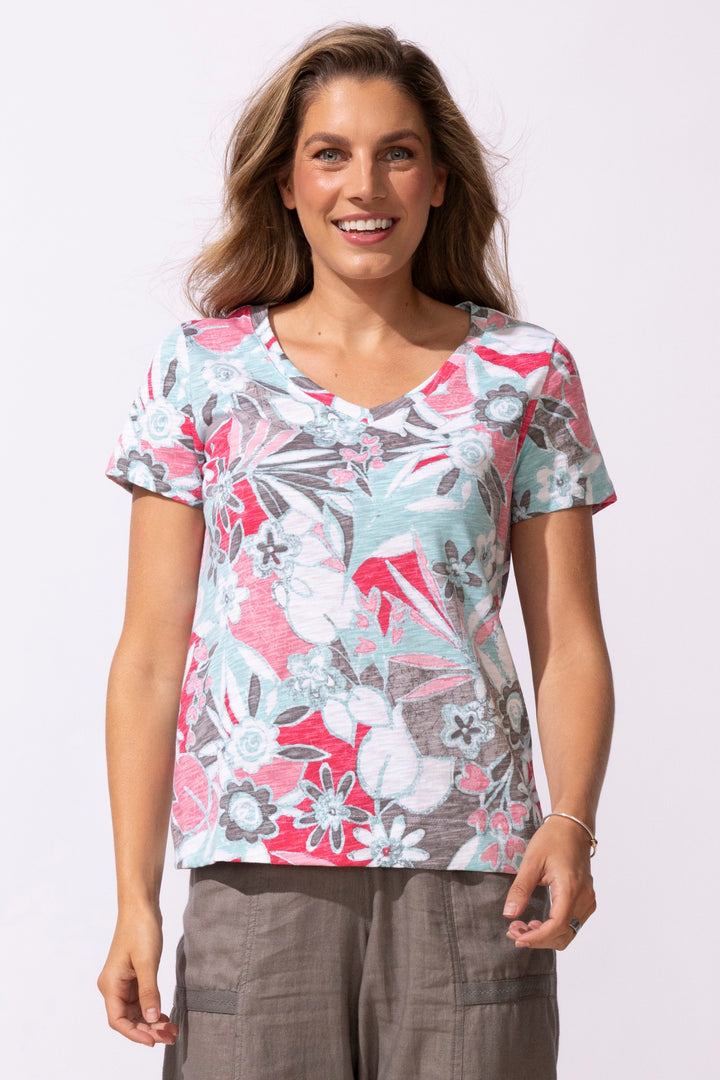 Poppy Fiji Floral V-Neck Tee