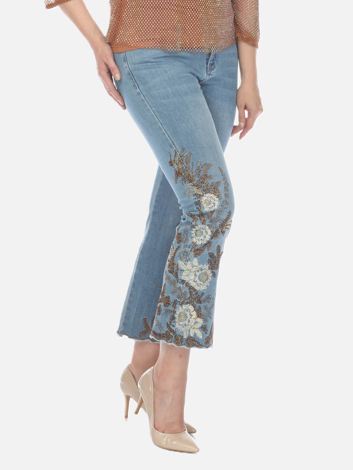 Poppy Floral Jewel Embroidered Jean