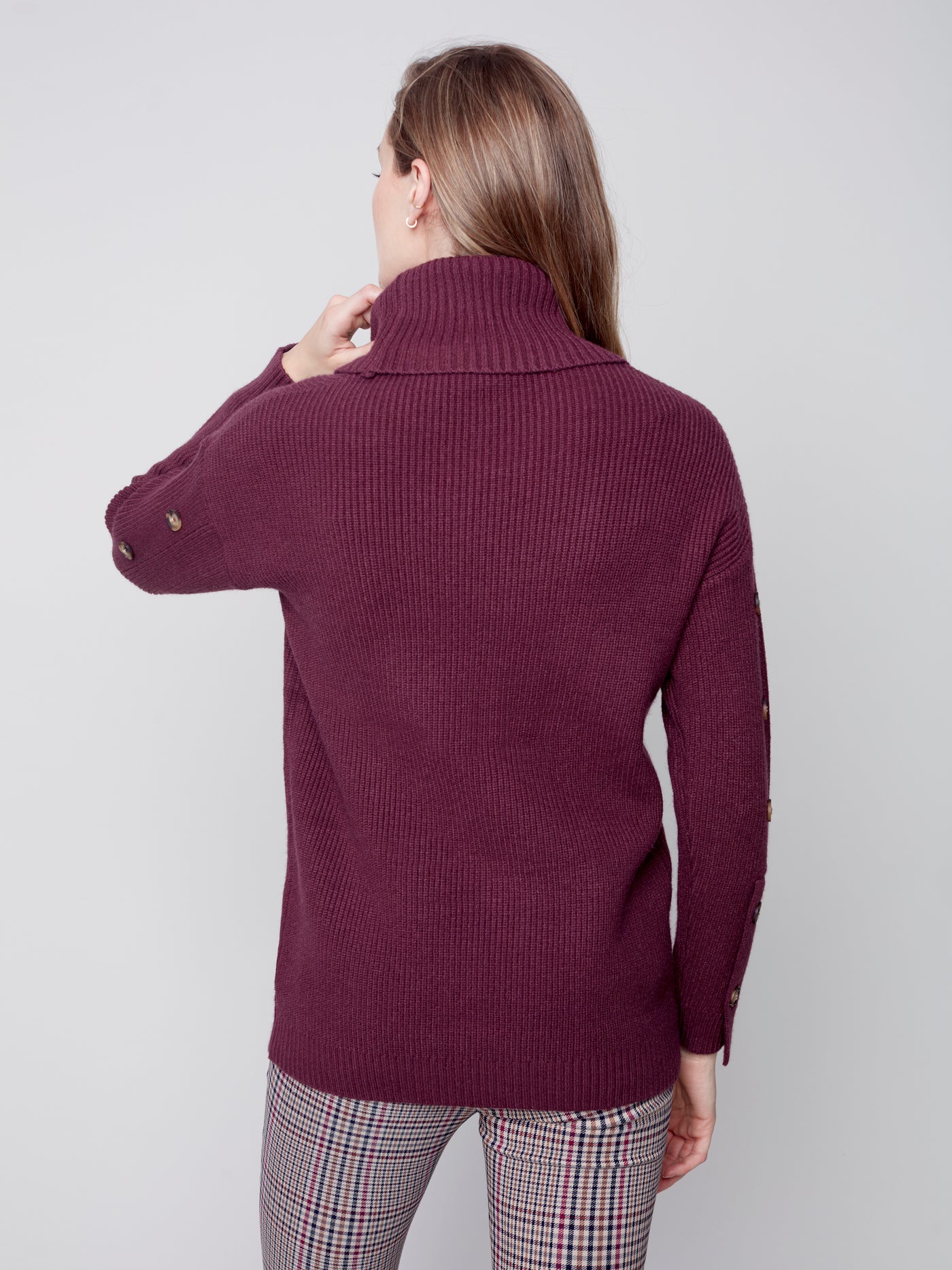Port Button Sleeve Turtleneck Sweater