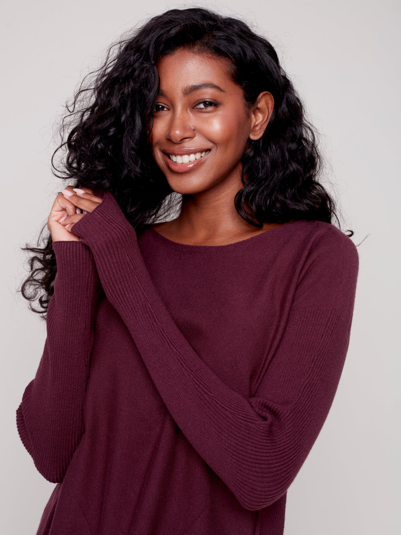 Port Lace-Up Back Plushy Knit Sweater