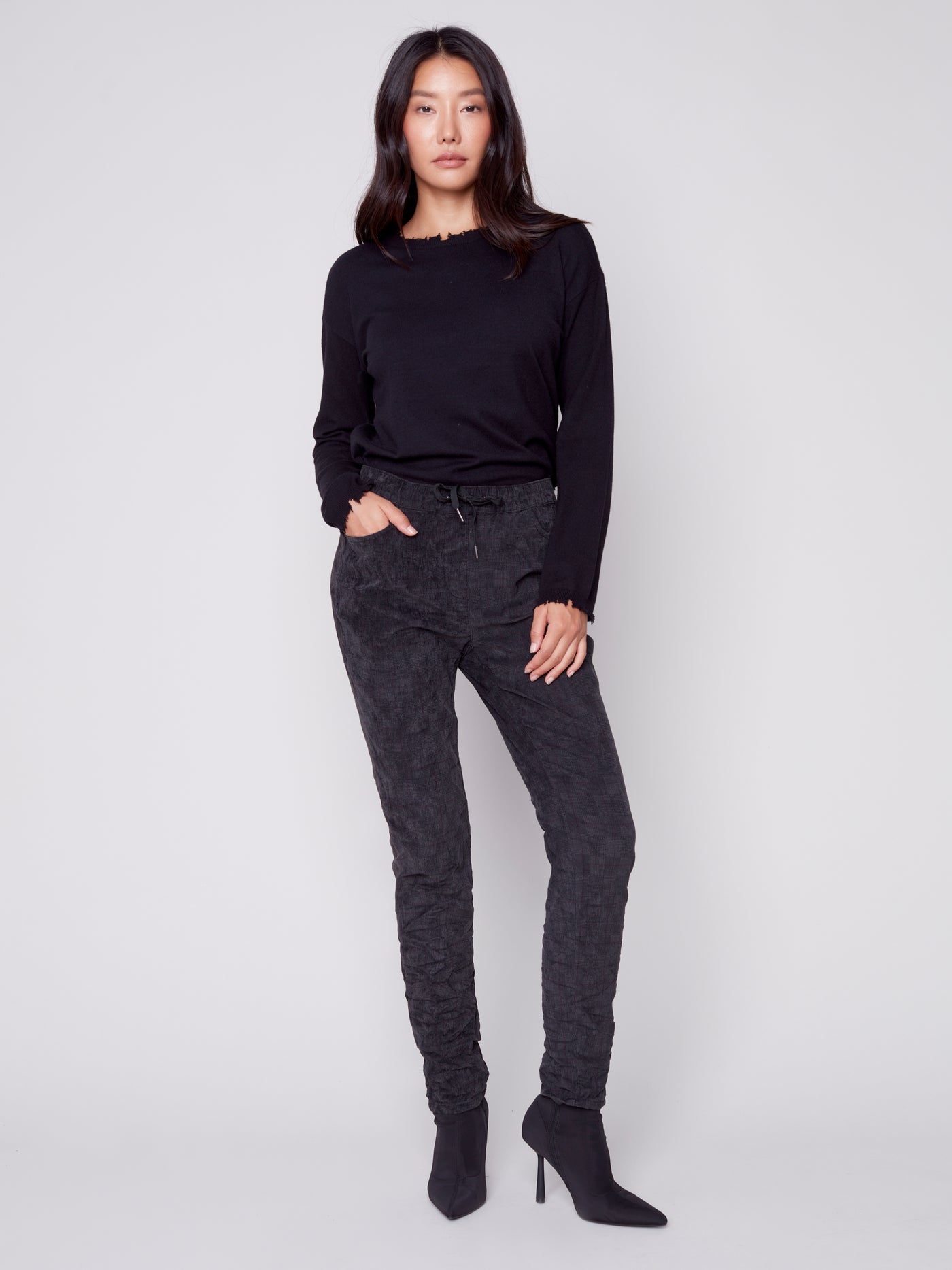 Port Print Stretch Suede Crinkle Jogger Pant