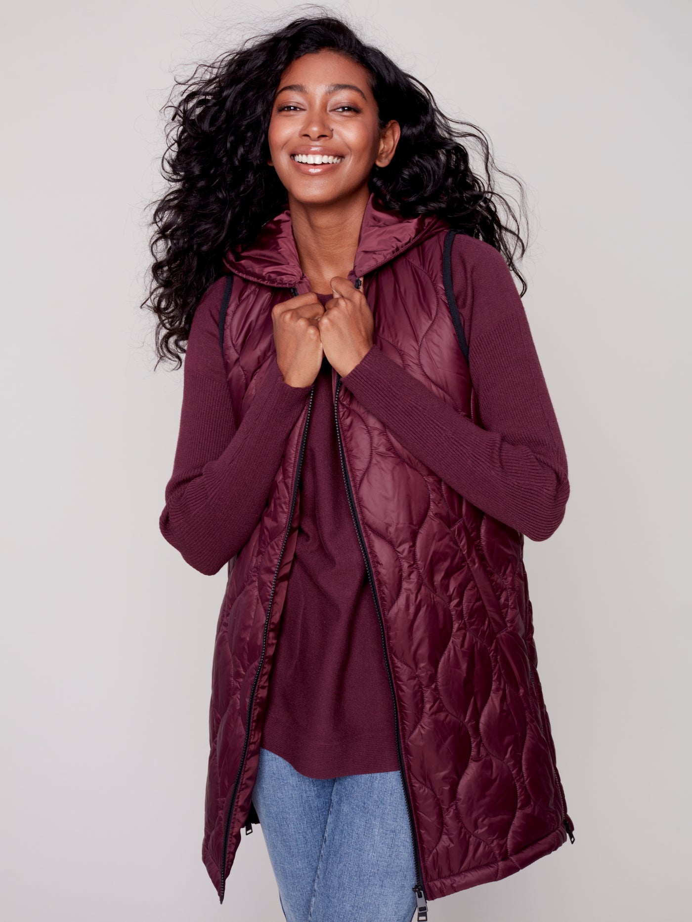 Port Quilted Long Puffer Vest