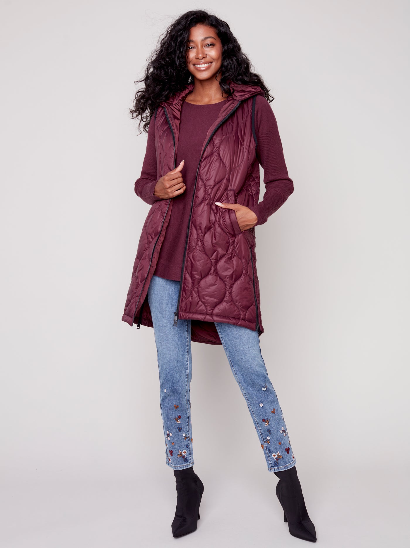 Port Quilted Long Puffer Vest