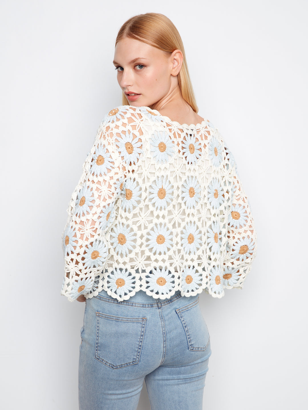 Powder Flower Crochet Sweater