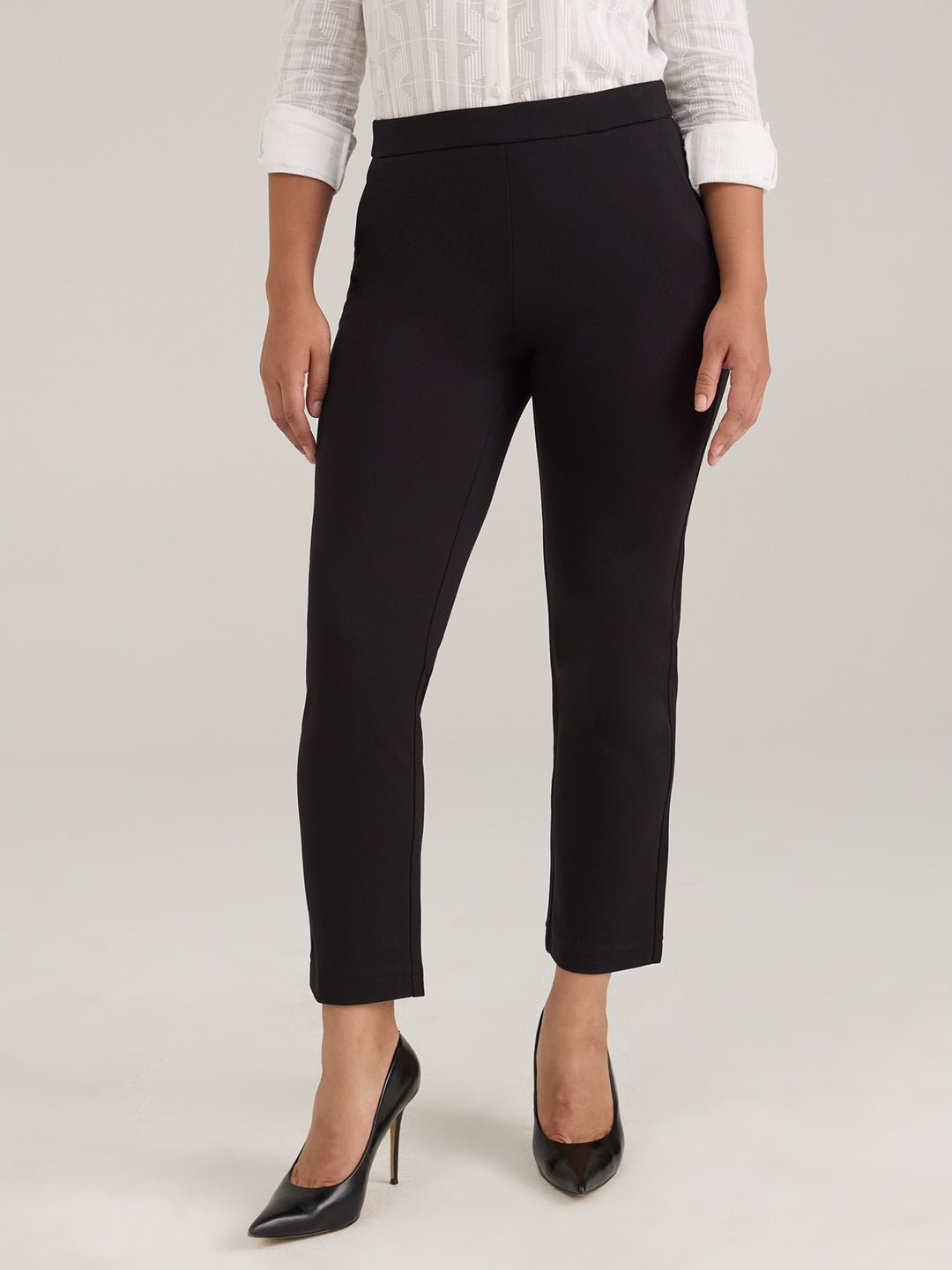 Pull On Black Straight Leg Ankle Ponte Pant