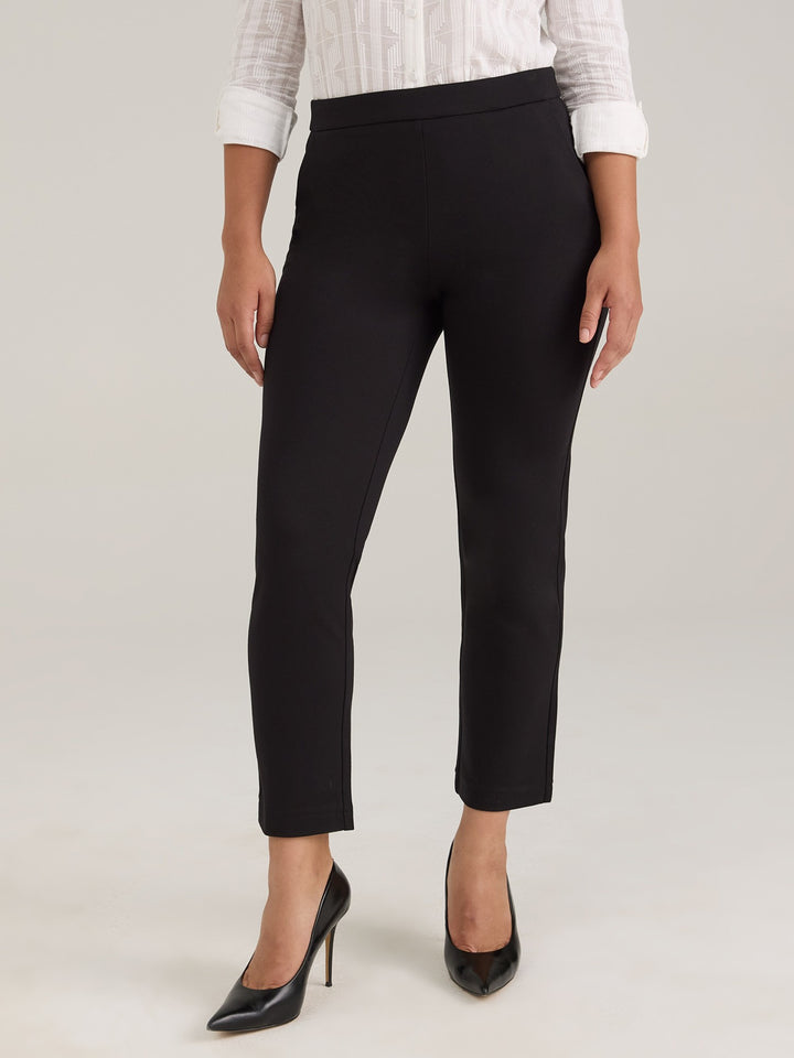 Pull On Black Straight Leg Ankle Ponte Pant