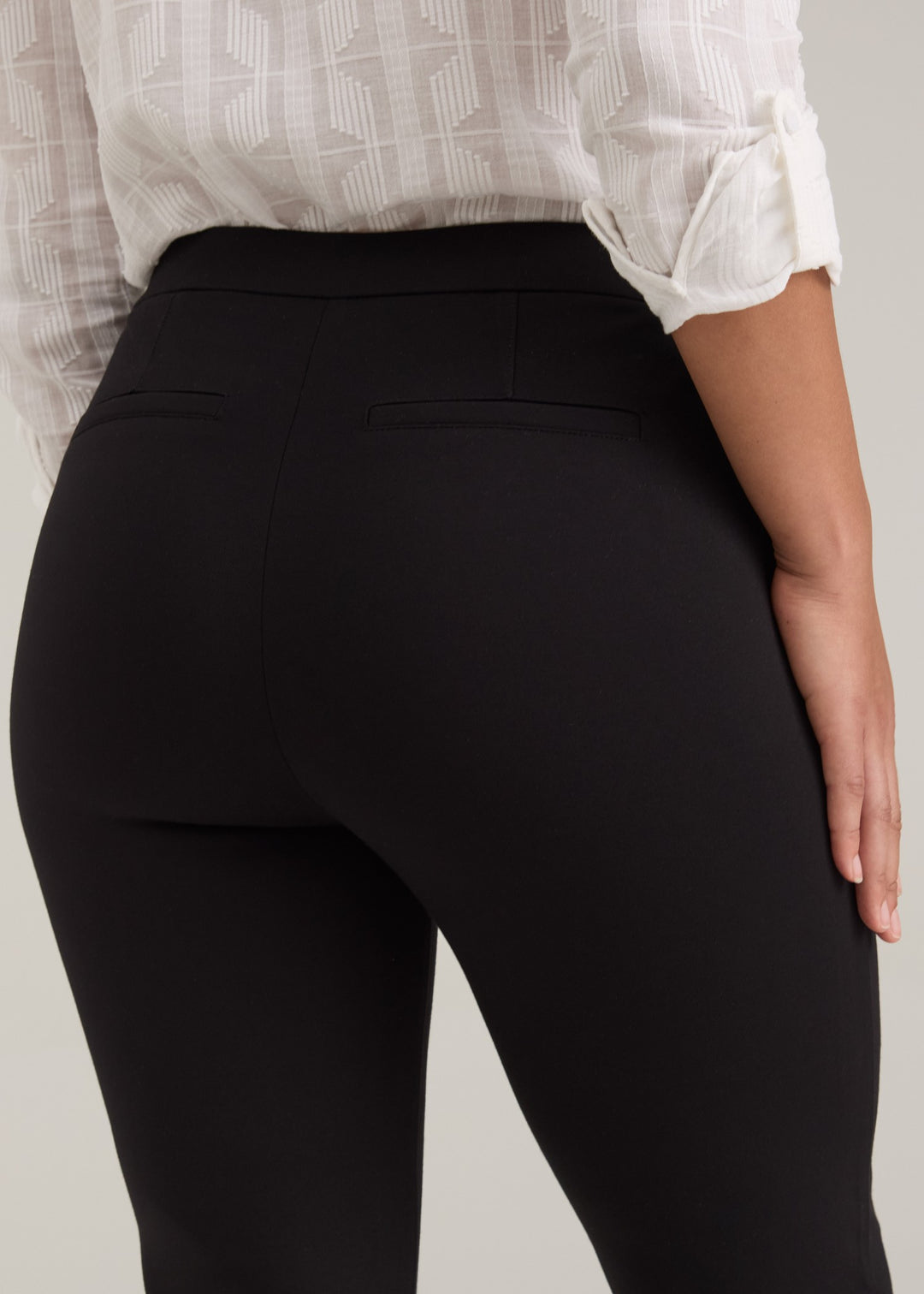 Pull On Black Straight Leg Ankle Ponte Pant
