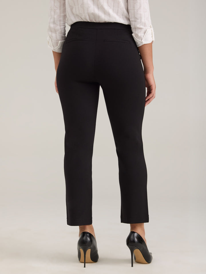 Pull On Black Straight Leg Ankle Ponte Pant