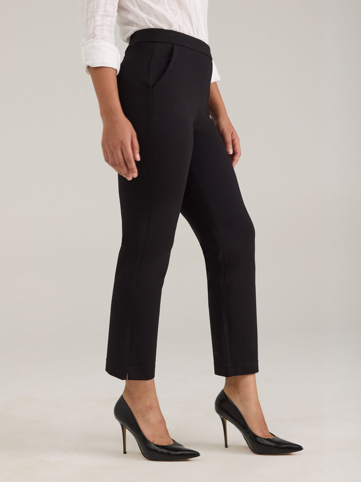 Pull On Black Straight Leg Ankle Ponte Pant