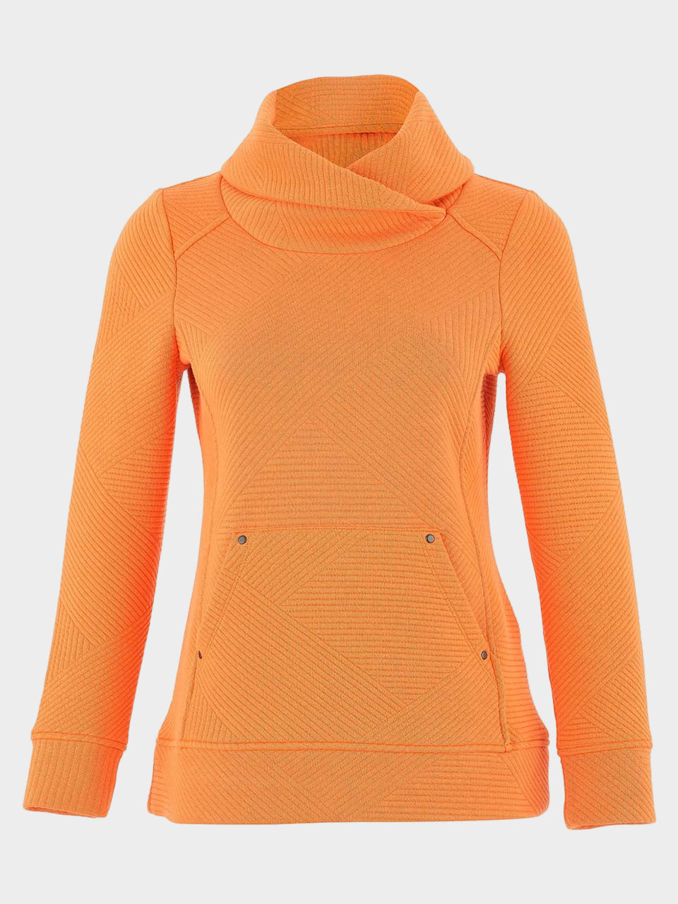 Pumpkin Mixed Lines Jacquard Cowl Neck Top