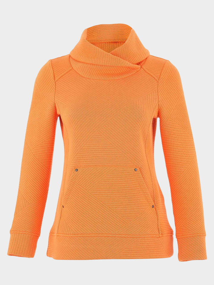 Pumpkin Mixed Lines Jacquard Cowl Neck Top