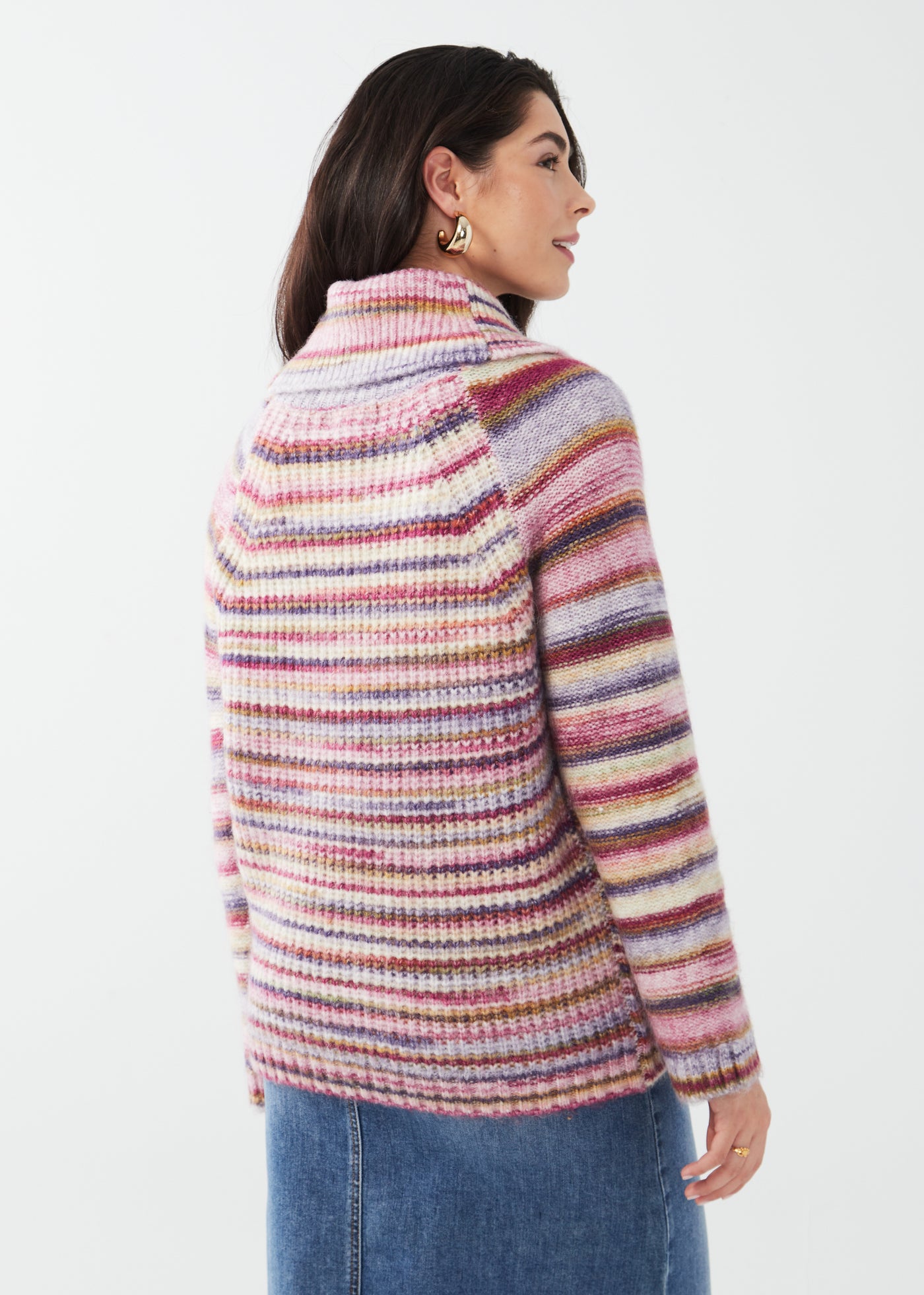 Purple Spacedye Cowl Neck Sweater