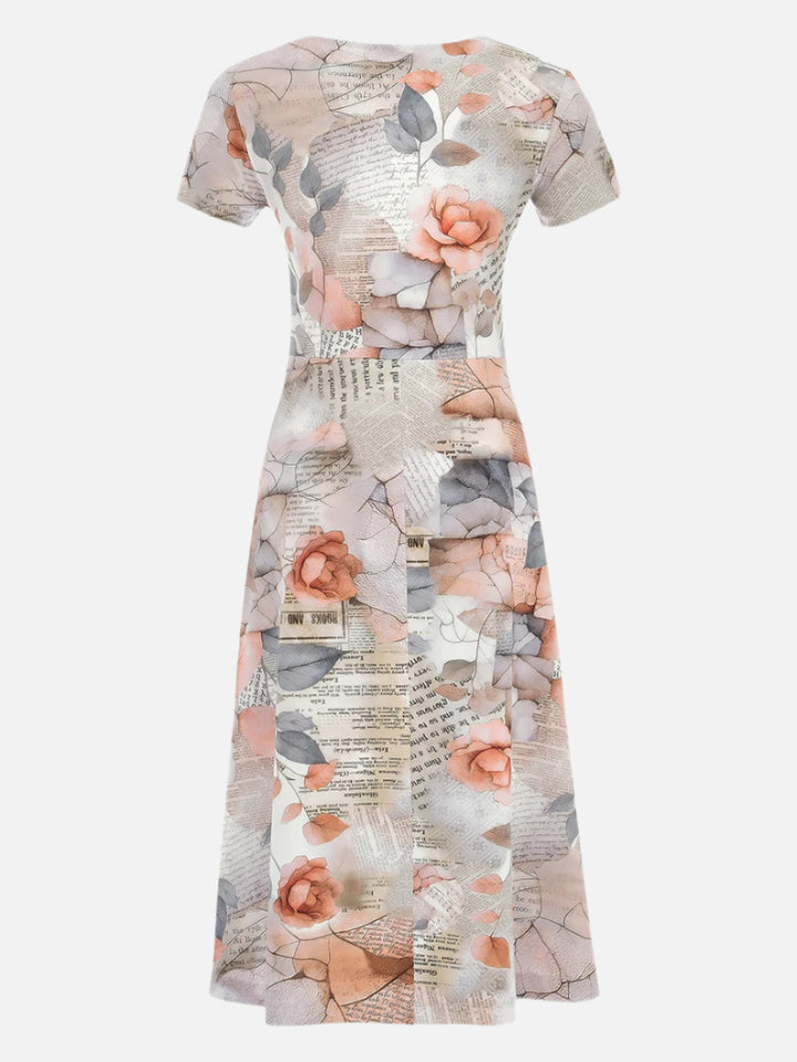 Quiet Rose Scoop Neck Midi Dress